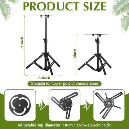 Otoolling 2 Pcs Adjustable Planter Risers for Inside Pots Metal Plant Inserts Fillers for Large Flower Pots Tall Tapered Planter Lift Stand for Indoor Outdoor Tall Containers (12-21" Rise, 4-12" Top)