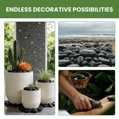 Mengdewei 12 lbs Black River Rocks for Landscaping, 2-3 Inch Polished Pebbles for Garden, Decorative Stones for Plants, Succulents, Aquarium, Fish Tank, Outdoor Yard Walkways & Paving