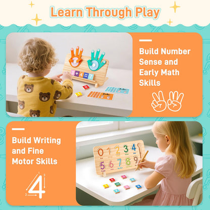 LovesTown Preschool Learning Toys, Educational Math Manipulatives Finger Counting Blocks, Tracing Number for Toddlers, Homeschool Classroom Supplies Birthday Boys Girls Gifts