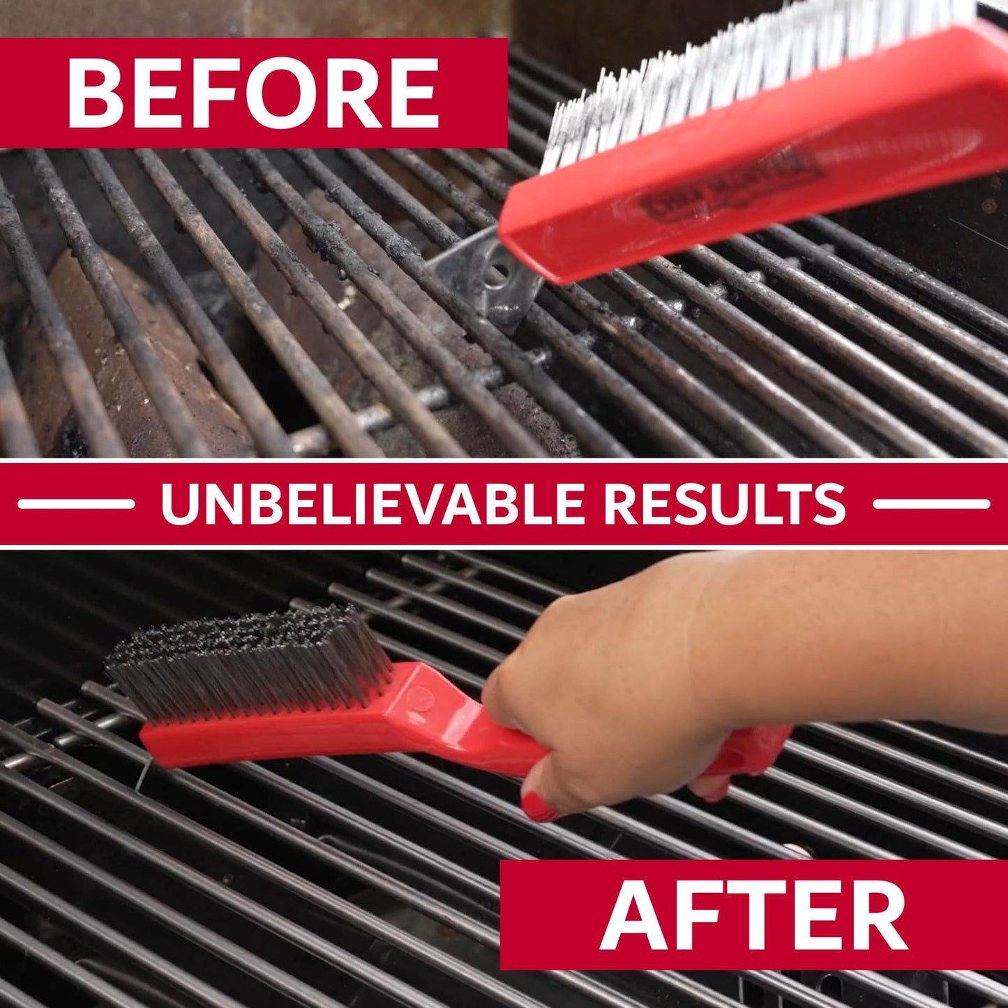 Chef Master Grill Brush with Scraper Head – Heavy-Duty Wire Bristle Cleaner - Grill Barbecue Cleaner for Outdoor - Ergonomic Handle, Outdoor BBQ Tool & Accessories - 90044
