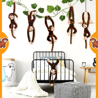 Hungdao 6 Packs Hanging Monkey Stuffed Jungle Animal Toy Gifts with Hook and Loop Jungle Party Hanging Plush Monkey for Classroom Birthday Party Decorations(Dark Brown,24 Inch)