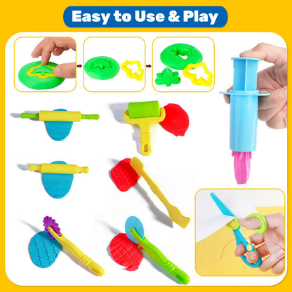 iShyan Dough Tools for Kids, 24 Pieces Dough Play Tools Set with Rolling Pins,Cutters,Dough Extruders,Scissor