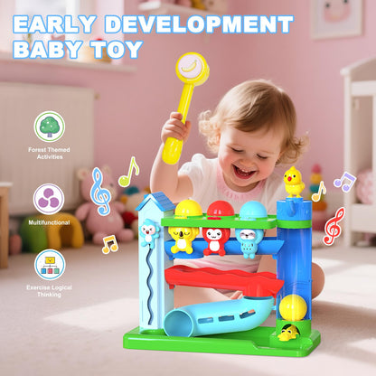 Ussybaby Hammer Toddler Musical Toys, Light-Up Baby Musical Toy for 1-2 Year Old Boys & Girls,STEM Educational Toy with English & Spanish, for Ages 6-9,9-12,12-18,18-24+ Months