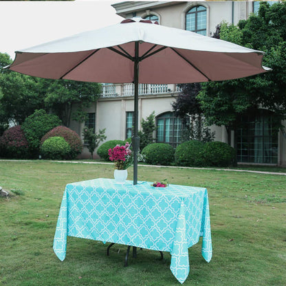 Eternal Beauty 60''x84” Rectangle Tablecloth Waterproof Outdoor Tablecloth with Umbrella Hole Zipper for Patio Spring Summer Picnic Tables, Turquoise