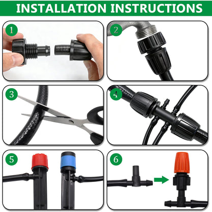 Aienxn 135PCS 240FT Drip Irrigation System Set, Automatic Drip Irrigation Kit for Greenhouse, Yard, Lawn, Plant, with 1/2 inch Hose, 1/4 inch Distribution Tubing and Accessories