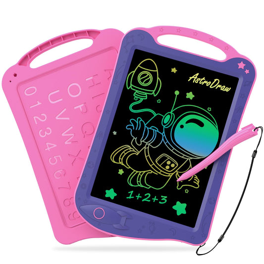 HOMESTEC Astrodraw Drawing Pad Toys, Colorful LCD Writing Tablet for Kids, Doodle Board for Toddlers 3 4 5 6 Years Old, Travel Sensory Space Toy for Boys Girls, Birthday Gift Idea (Purple/Pink)
