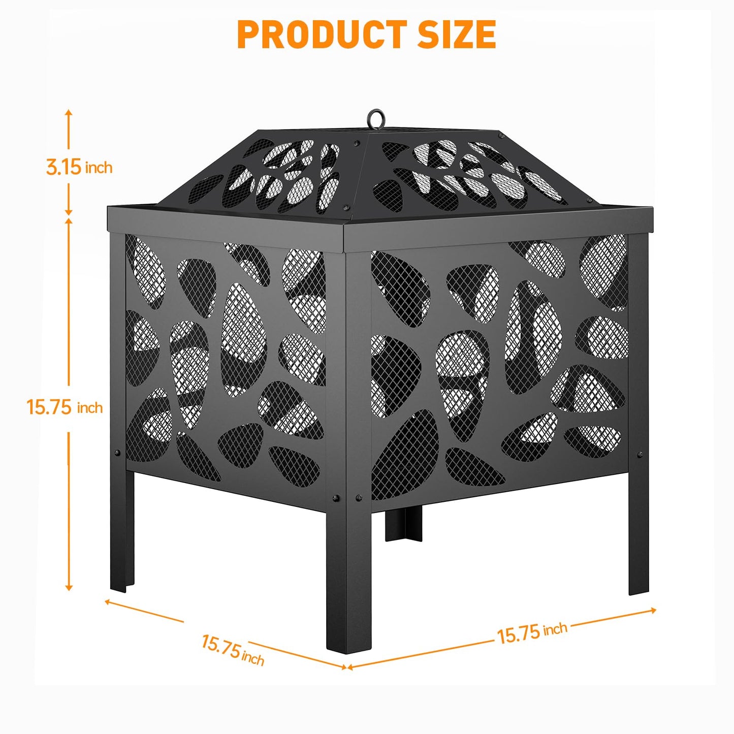 15.7 inch Small Fire Pit for Outside, Outdoor Wood Burning Fire Pit, with Anti-Spark Mesh Guard, Small Bonfire Pit,Firepit Bowl for Patio Camping Backyard Deck Picnic Porch