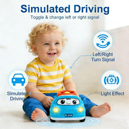 DELUTIQUE Toys for 1 + Year Old Boy,Toddler Racing Car Steering Wheel Toy with Sound & Light,Car Toys for Toddlers 1-3,Gift for 1 2 3 Years Old Boys Girls (Blue)