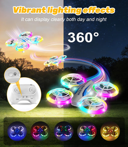 TURNRISE Mini Drone for Kids & Beginners- Kids Drone Mini Flying Toy with 360° Flips, LED Lights, 3 Batteries, 27 Mins Flight Time, One Key Takeoff Indoor Drones Mini RC Drones Gift for Boys and Girls