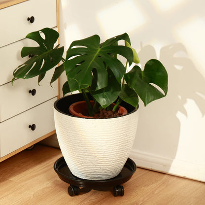 5 Packs Large Plant Caddy with PU Wheels 12" Rolling Plant Stands Heavy-duty Plastic Plant Roller Base Pot Movers Plant Saucers on Wheels Indoor Outdoor Plant Dolly with Casters Planter Tray Coaster