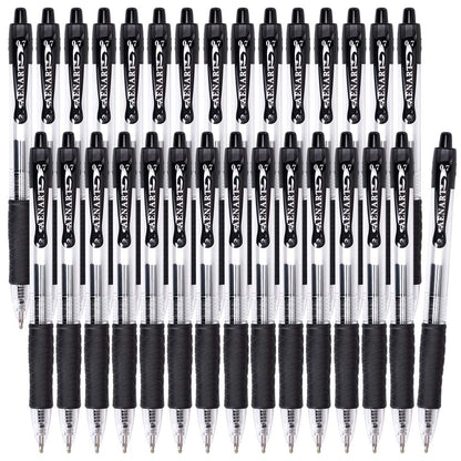 Aen Art Gel Pens Black 0.7mm Fine Point 30 Retractable Gel Ink Pens with Rubber Grip - Quick Dry Roller Pen for Writing, Office, School