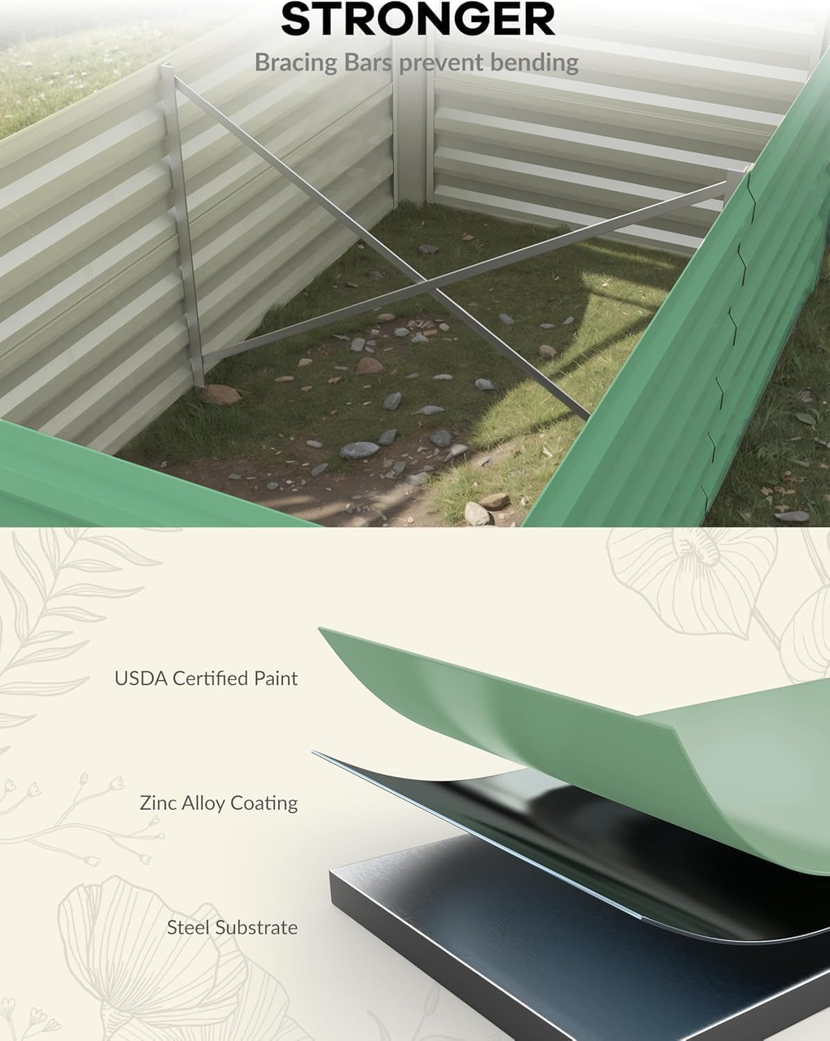 GarveeLife 2pcs 6x3x2 ft Galvanized Raised Garden Bed, 24" Tall Metal Planter Box for Flowers Vegetables, Rust-Resistant Raised Garden Beds for Gardening, Easy Assembly Outdoor Garden Box & Planters