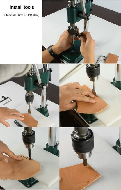 NW Manual Press Puncher Hand Punching Machine Manual Punch Punching Press Hand Machine Punch Tool Hole-Punch Machine (Round, with Clamping Chuck)