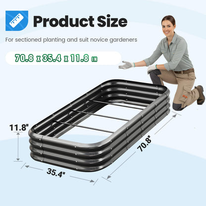 Quictent Galvanized Raised Garden Bed Kit, 6x3x1 ft Oval Metal Planter Box for Vegetables, Dark Grey