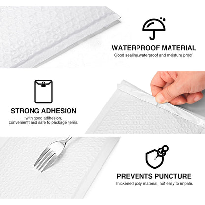 Metronic White Bubble Mailers 6x10" 100 PC Self-Seal Bubble Mailer Usable Size 6x9" Thick Padded Envelopes Cushion Mailing Envelopes Bubble Padded for Mailing Makeup Jewelry