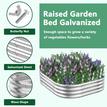 RAYKEEP Raised Garden Bed Kit Outdoor, 2pcs 3x3x1FT Galvanized Oval Planter Box, Large Metal Garden Boxes for Planting Vegetables, Fruits, Flowers
