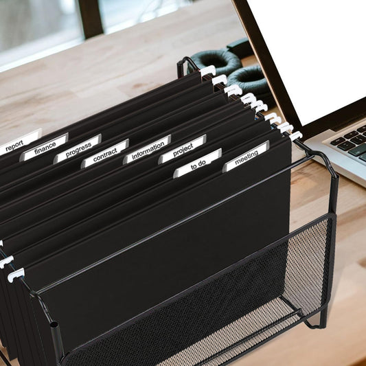 HERKKA Hanging File Folders, 30 Pack Reinforced Letter Size Hanging Folders, Designed for Bulky Files, Filing Cabinet, 1/5-Cut Adjustable Tabs (Black)