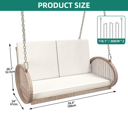 YITAHOME Hanging Porch Swing Chair Sits 2 People, Beige