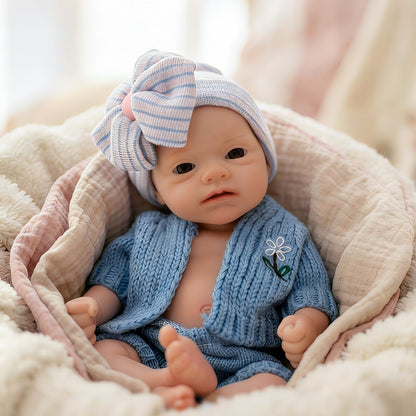 Gileutay 12 Inch Life Like Silicone Baby Doll Girl with Open Mouth Realistic Full Body Silicone Reborn Baby