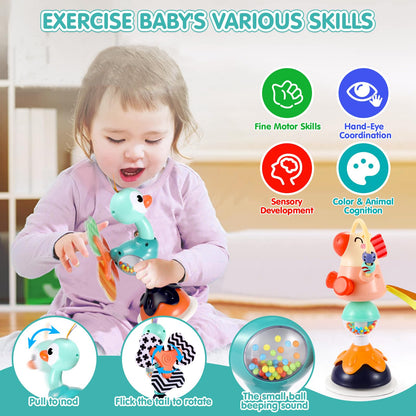Baby Toys 6-12 Months 3PACK High Chair Suction Cup Toys Rattle Toys for Babies 12-18 Months Baby Tray Infant Toy for 6 9 12 18 24 Months Newborn Gifts for 1 2 Year Olds Boys Girls Kids Birthday Xmas