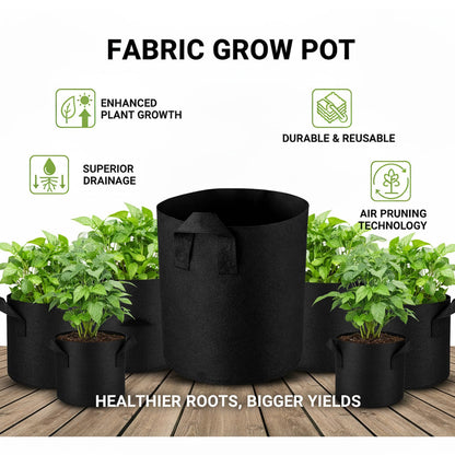 6 Grow Bags, 5 Gallon Strawberry Planter and Potato Grow Bags, Non-Woven Fabric Plant Containers with Dual Handles, Garden Planting Solutions for Vegetables and Fruits, Durable and Breathable Design