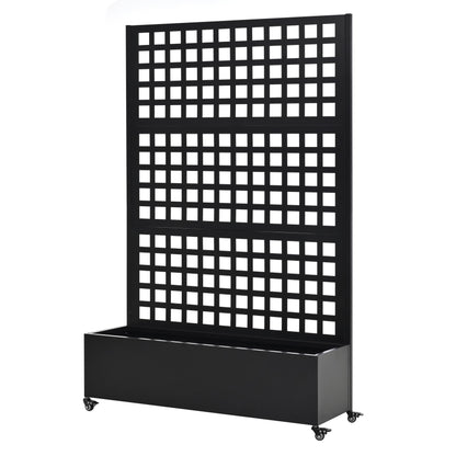 MATONELL 73" Tall Raised Garden Bed with Trellis & Wheels, Galvanized Metal Planter Box for Climbing Plants, Outdoor Planter (Black)