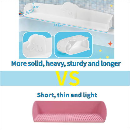 3FT Dolphin Pattern Bathtub Splash Guard Play Shelf for the Wide &Straight Bathtub Edge Toy Tray Caddy Holder Storage Suction Cups Attach to Bath Tub No Mess Water Spill in Bathroom (White)