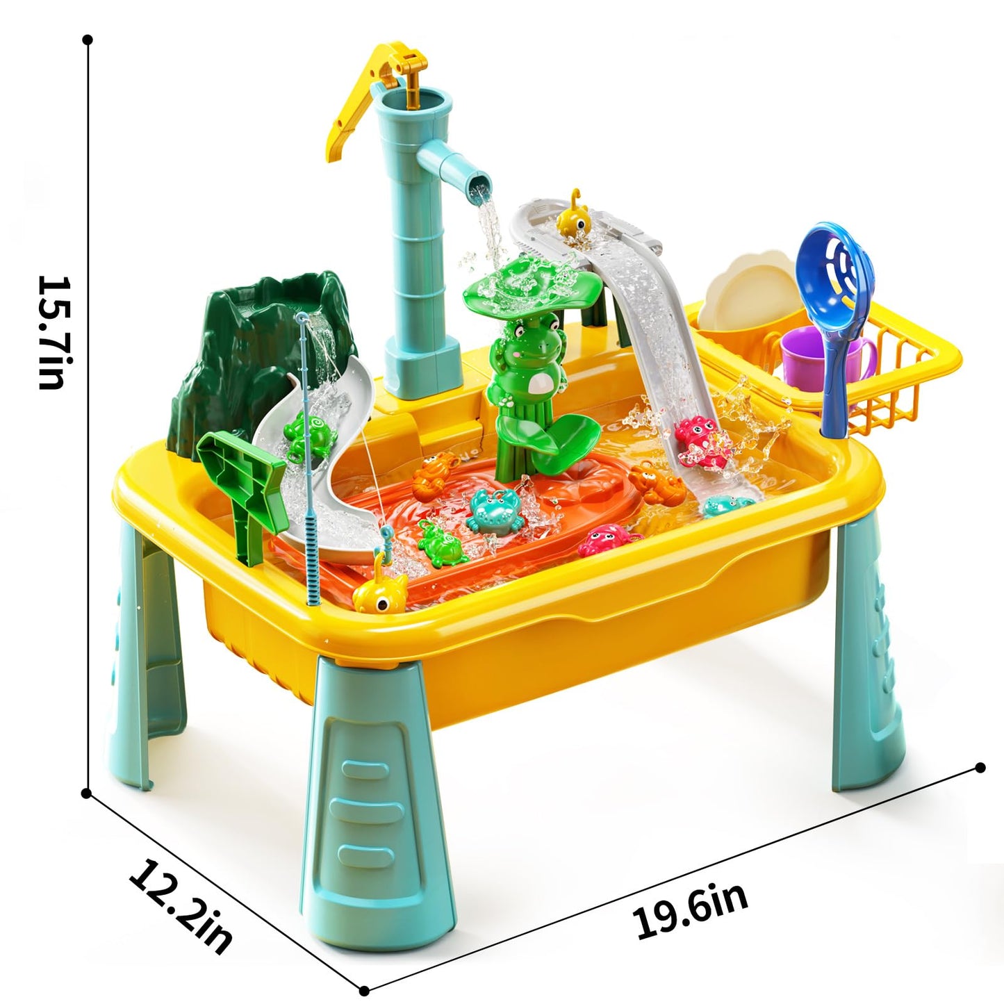 KIZONLY Water Play Table Toy for Toddlers 1-3 4-8 Years Old, Kitchen Sink with Pump and Flowing Water, Fishing Games Outside Sensory Gift Toys for Kids 2 3 4 5 6 7 8 Boys Girls