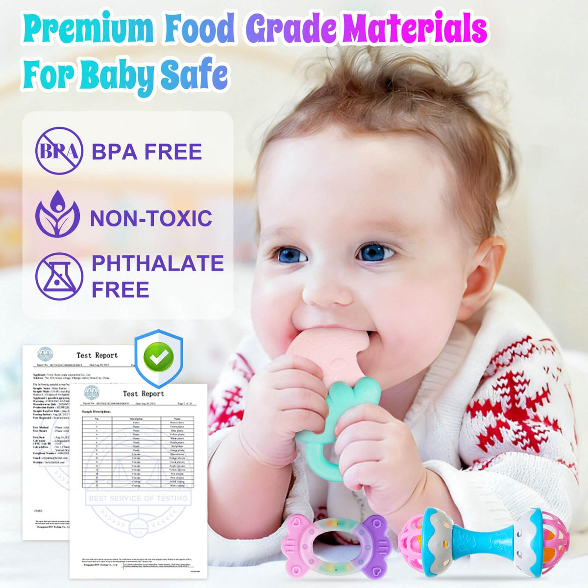 Baby Toys 0-6 Months - Baby Rattles Teething Toys 3-6 Month Infant Toys 6-12 Months Teether Toy 3 4 5 6 Month Old Newborn Essentials Must Haves Wrist Socks Toddler Stocking Stuffers Christmas Gifts