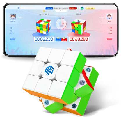 GAN 356 i Carry E, Smart Speed Cube 3x3 Magnetic Connected Electronic Bluetooth Speedcube for Kids Adults Timer Tracking Movement Steps with App Online Competition, Battery Replaceable Frosted Version