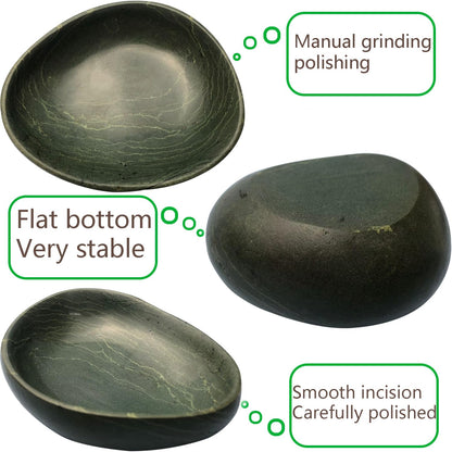 XIOFU Mini Handmade Pebble Flower Pot – Small Stone Planter for Succulents, Air Plants & Tiny Flowers – Natural River Stone Crafted – Unique Decorative Gift (Green)