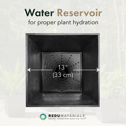 Tierra Verde 2-Pack Indoor & Outdoor Self-Watering Square Planters, Large, Sonata, Black - Planter Containers for Plants and Flowers - Gardening and Landscaping Accessories
