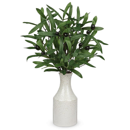 Briful Fake Olive Branches in Rustic Metal Vase 20.4'' Faux Olive Greenery Stems Artificial Potted Plant for Farmhouse Home Living Room Bathroom Kitchen Table Centerpiece Decor