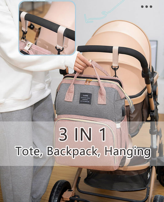 houscly Diaper Bag Backpack with Changing Station: Pink Baby Bags for Girls Boys New Mom Gifts Pañaleras Para Bebe Baby Girl Newborn Essentials Must Haves Baby Shower Gifts Baby Registry