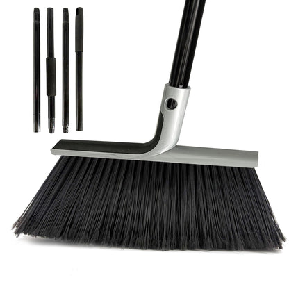 BSMstone Large Angle Brooms Indoor Outdoor Broom with Long Handle Stiff Bristle Sweeper for Kitchen Garage Deck Courtyard Lobby Patio Lawn Leaves (Gray)