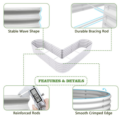 A ANLEOLIFE 12-Pack 4X4X1.5ft & 6X2X1.5ft & 81x81x18 in Deep Root Galvanized Raised Garden Beds Outdoor for Planting Vegetables Flowers Herb, Antique White