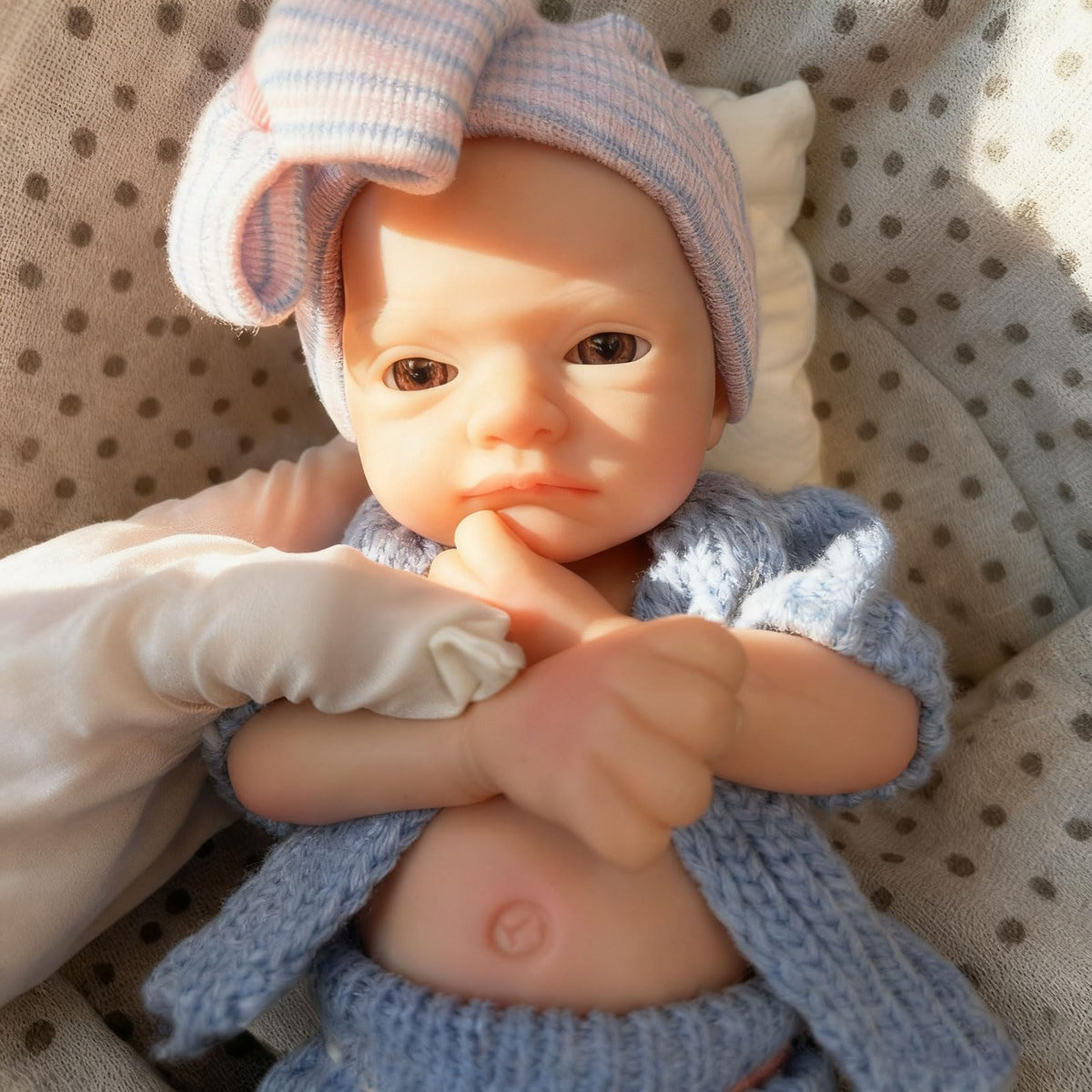 Gileutay 12 Inch Life Like Silicone Baby Doll Girl with Open Mouth Realistic Full Body Silicone Reborn Baby