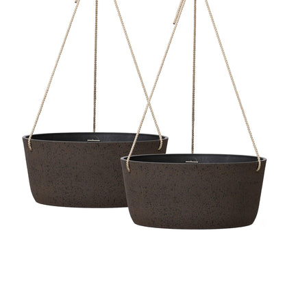 La Jolie Maison Large Hanging Planters - 12 Inch Outdoor Flower Pots, Hanging Garden Planters Set of 2, Iron Color