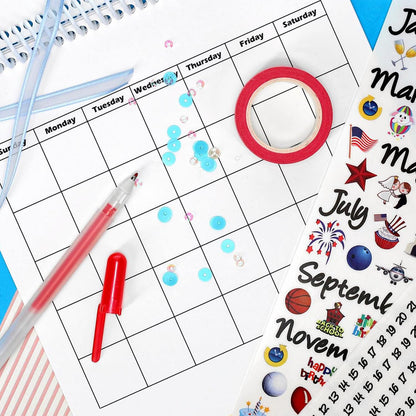 Accent Design Paper Accents DIY 8x8 Blank Calendar – 14-Month White Blank Calendar Sheets for Wall, Desk, or Planner – Undated Customizable Monthly Organizer