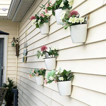 3 Pack Self Watering Wall Hanging Planter Pots Vertical Garden Window Hang Mount Indoor Outdoor Plant Flower Basket for Kitchen Herbs Balcony Railing Shelf Fence Bedroom Trellis Decor Modern White Box