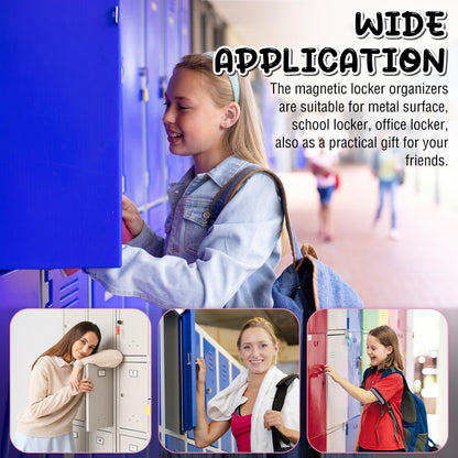 Wonderjune 12 Pcs Locker Accessories Kit Magnetic Mirror Whiteboard Pen Holder Magnet Hook Locker Wallpaper Rug Keychain Marker String Light for Back to School Essentials Decorations (Purple)