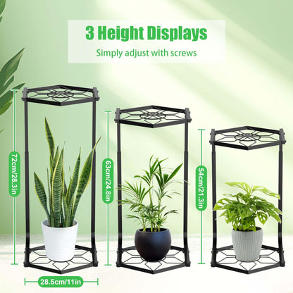 DUMING-IN Plant Stand Indoor-2 Tier Adjustable Tall Plant Stand Flower Pot Holder Metal Plant Rack Lightweight Duty Rustproof for Garden Corner Patio Lawn Balcony Office Living Room