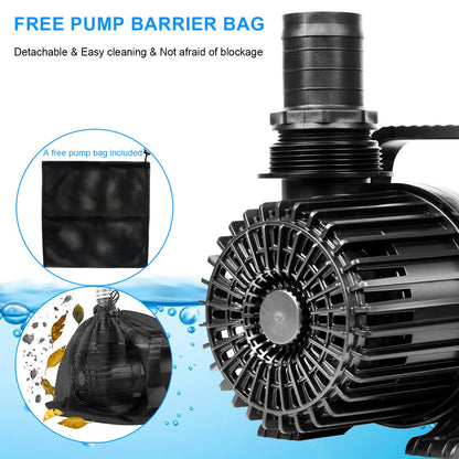 OYO WATER Outdoor Large 8300gph-520W 32.8FT Pond Water-fall & Kio Fish Fountain-s &Garden Pump Submersible IPX8: Long 32.8FT Cord Smart-er & Quieter Duck & Yard &Patio Ponds Pumps, 1 Barrier Pump Bag