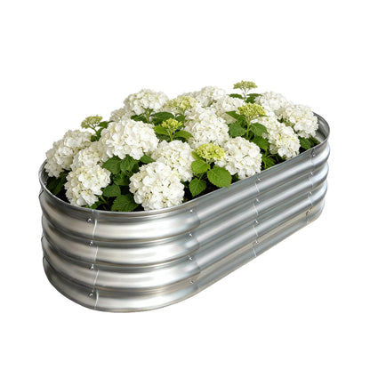 Vivagarden Galvanized Raised Garden Bed Outdoor, Large Raised Bed for Gardening, 4x2x1ft Metal Planter Box for Vegetables, Fruits, Flowers, Easy Assembly with Wing Nuts & Safe Rolled Design, Silver