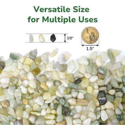 GreatBuddy 5-lb Decorative Rocks for Indoor Plants, 3/8" Jade Pebbles for Planters, Gravel for Succulent, Vases, Bamboo, Garden Landscaping, Crafts, Aquariums, Natural Polished