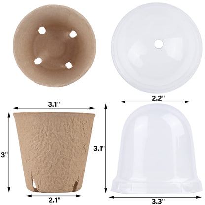winemana 36 Set Plant Nursery Pots with Humidity Dome, Seed Starter Biodegradable Peat Pots, Seedlings Planting Pots with Labels for Indoor Outdoor Garden