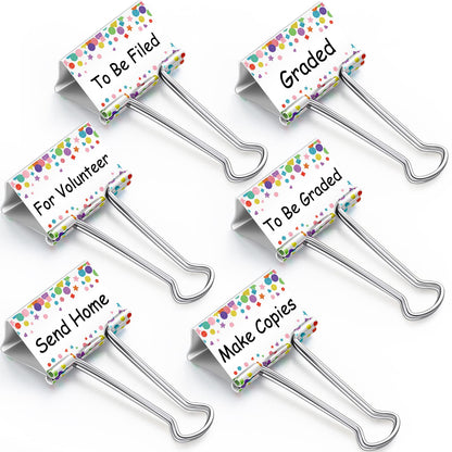 Tenare 6 Pieces Teacher Essentials Large Binder Clips 2 Inches Teacher Binder Paper Clips Office Back to School Gifts Classroom Supplies Management Supplies(Cute Things to Do)