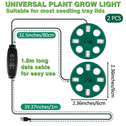 2 Pack Grow Lights for Indoor Plants for Growing Trays Cover, LED Growing Lamp Red Yellow Blue Full Spectrum for Seedlings with 5-Level Dimmable, Auto On Off Timer 4 8 12 18 Hrs for Small Plants