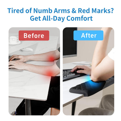 MEKASS L-Shaped Desk Elbow Pad for Desk, Memory Foam Elbow Support Padding with Non-Slip, 2-Piece Ergonomic Desk Edge Cushion, Wrist Comfort Support for Office Home (Diamond Black)
