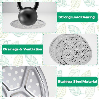 6 Pack Round Planter Insert, 9.4/11/12.5-Inch Planter Inserts with Drainage Holes Stainless Steel Plant Risers for Inside Pots for Tall or Short Planters Use Less Potting Soil Indoor & Outdoor